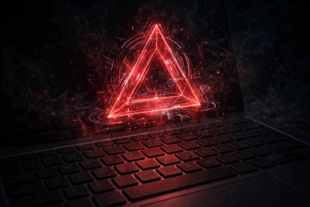 Security warning on a laptop