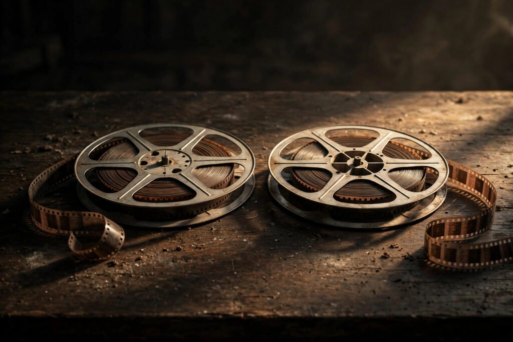 Two classic film reels compared